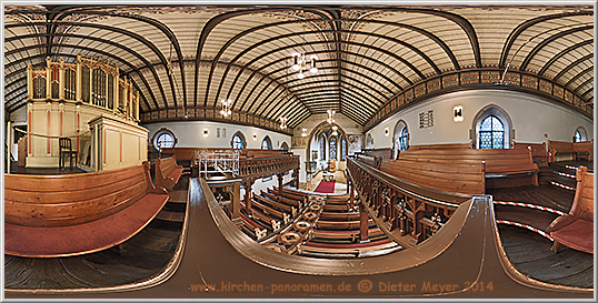 Panorama Nikolauskirche Beuren, 
Empore S dseite hinten; equirectangulare Darstellung