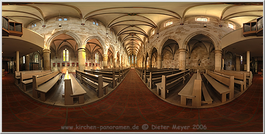 Panorama Esslingen a. N. St.Paul, Mittelschiff 2.Joch; equirectangulare Darstellung