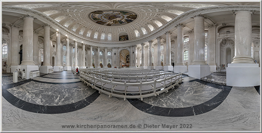 Klosterkirche St. Blasien, Innenraum, hinten links; equirectangulare Darstellung